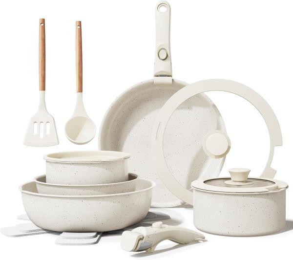 Ceramic Nonstick 17-Piece Cookware Set, Healthy & Non-Toxic 