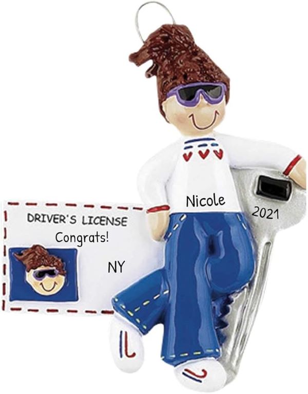 Personalized Driver's License Girl Christmas Tree Ornament 2024 - Free Customization