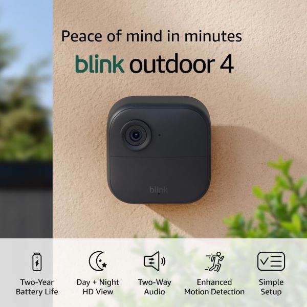 Outdoor 4 [Newest Model] - Wireless outdoor/indoor home security camera(s) with 2-year battery life, dual-zone motion detection - 3 camera system