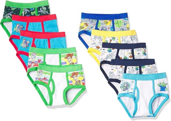 Disney Boys' Pixar Toy Story 100% Cotton Brief Multipacks with Woody, Buzz, Rex