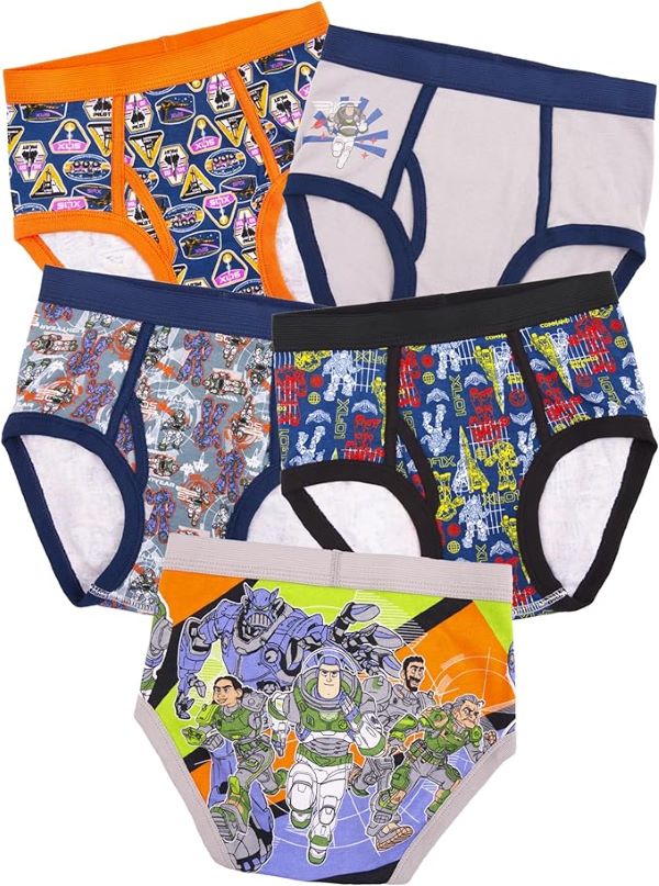Disney Boys Pixar’s Buzz Lightyear Underwear Multipacks With Zurg And Zyclops In Sizes 4, 6, 8, 10 Briefs, 5-pack Cotton Brief