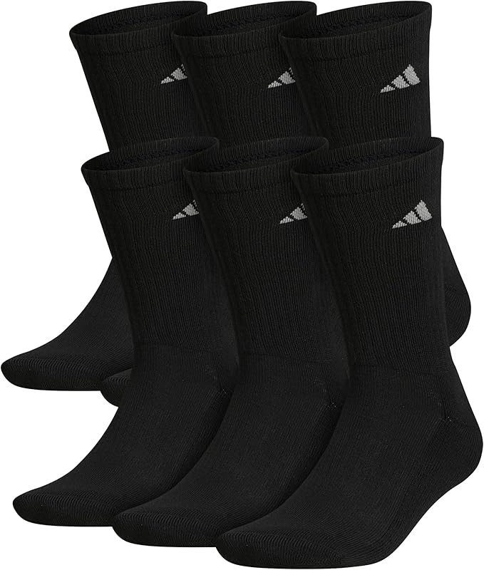adidas Men's Athletic Cushioned Crew Socks with Arch Compression