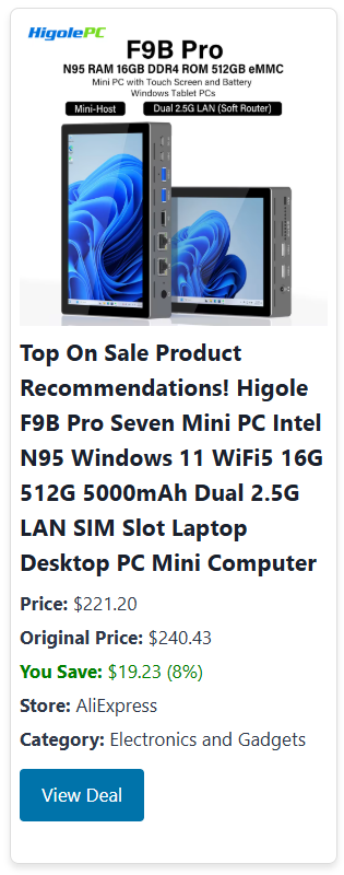 Compact yet powerful, the Higole F9B Pro 7'' Mini PC offers Intel N95, dual LAN, 16GB RAM, and Windows 11—perfect for work, travel, and industrial use.